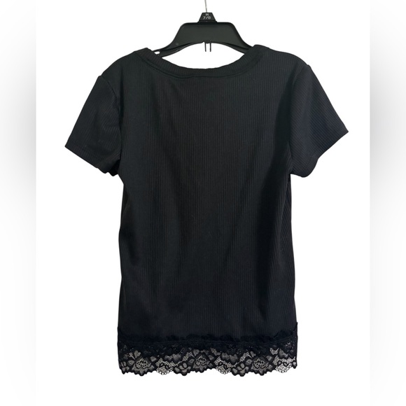 Justice Black Tee with Lace Detail - Picture 2 of 4